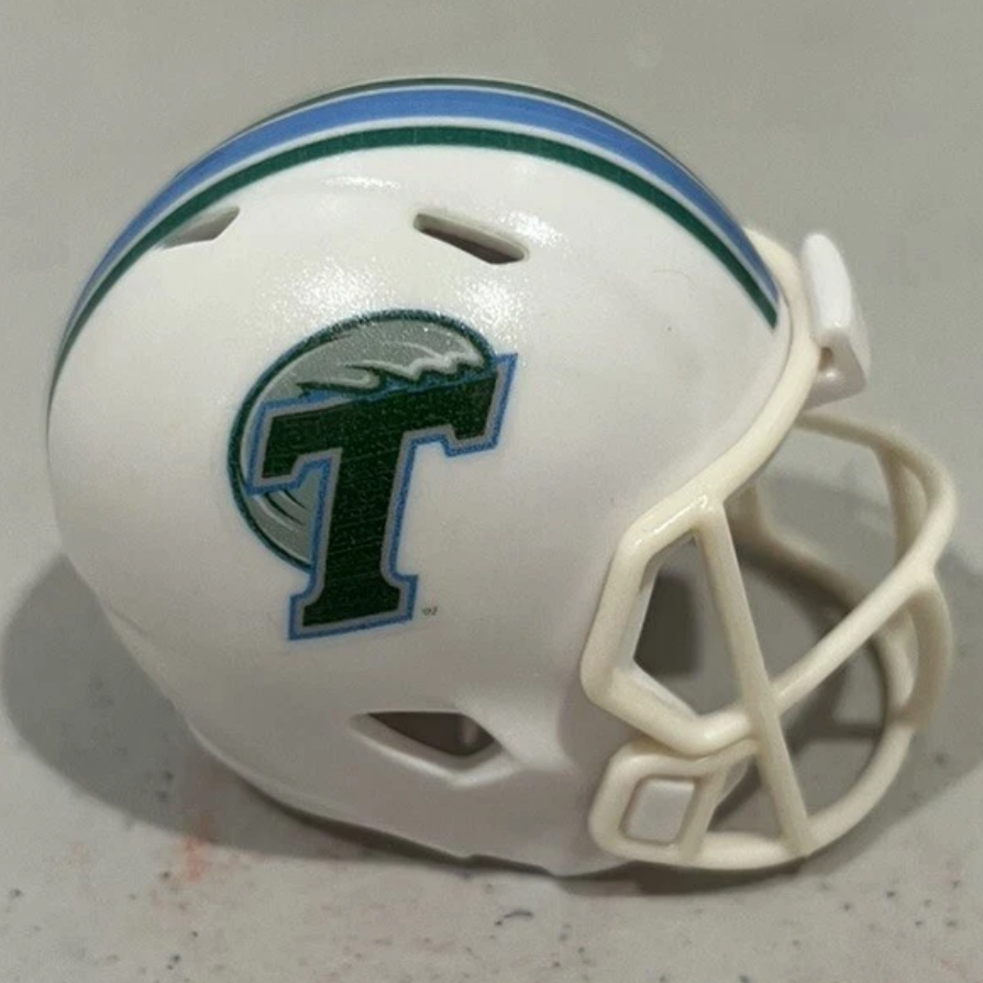 Custom Tulane Green Wave Pocket Pro Helmet White American Conference