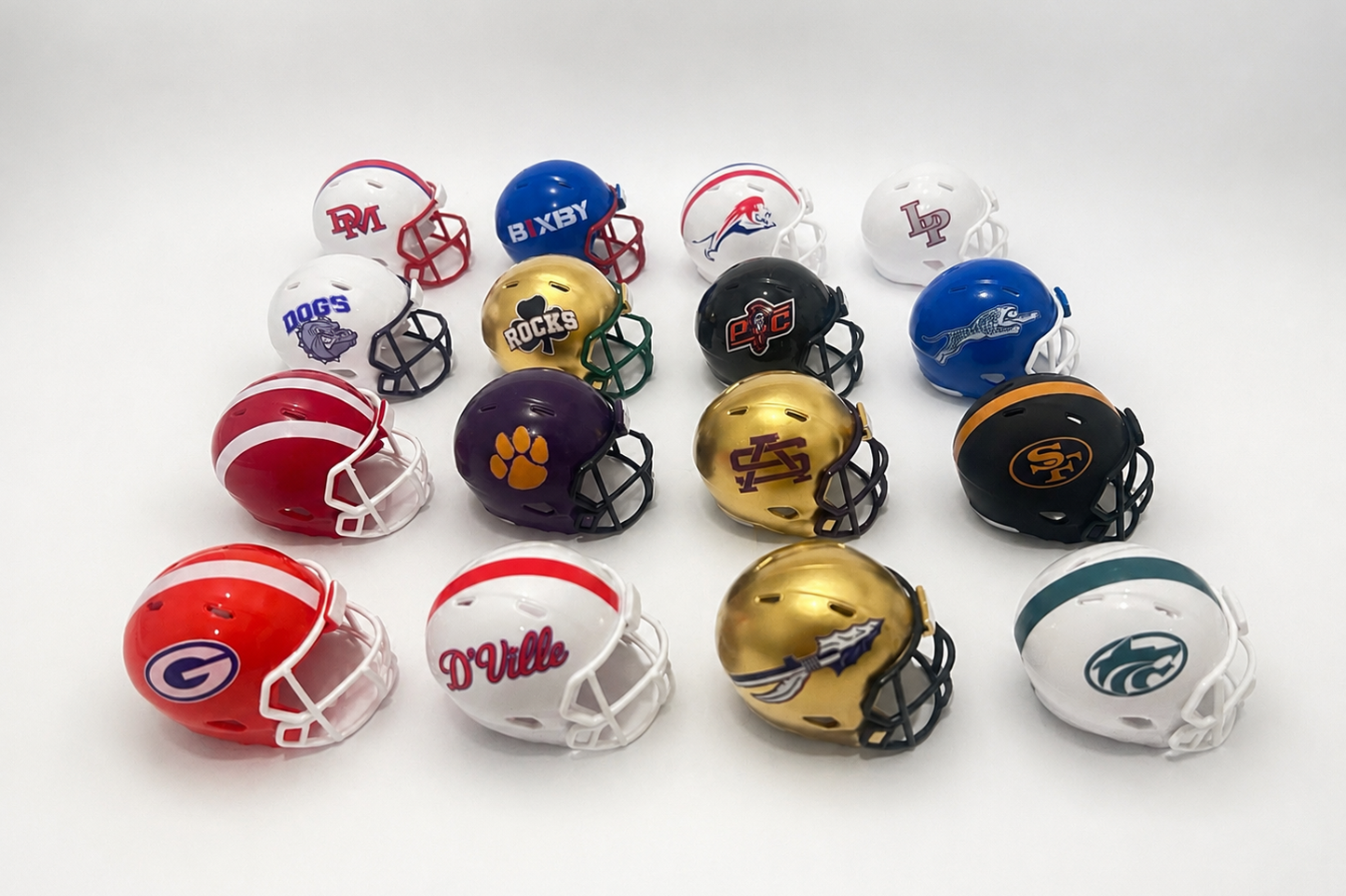 Custom Lot of 16 High School Pocket Pro Helmet set