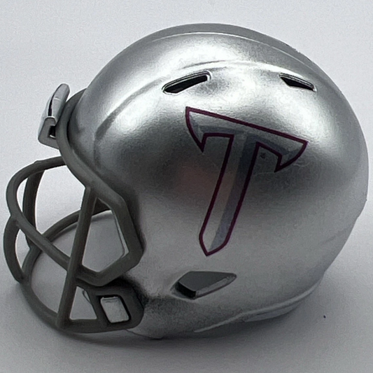 Custom Troy Trojans Pocket Pro Helmet Silver Sun Belt