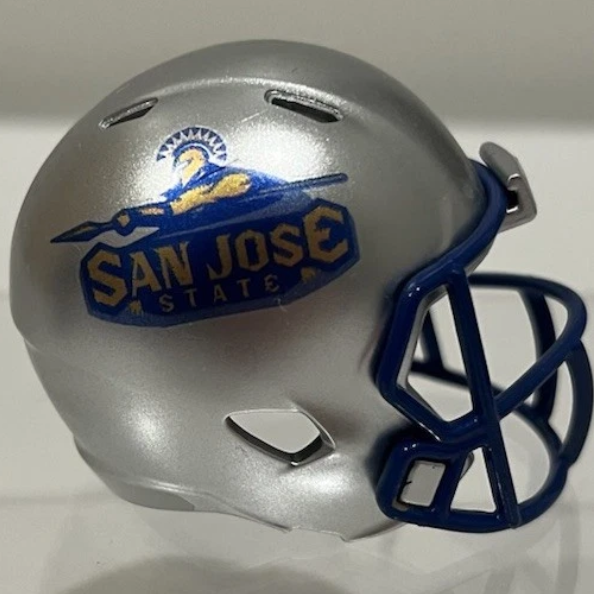 Custom San Jose State Spartans Pocket Pro Helmet Silver Mountain West