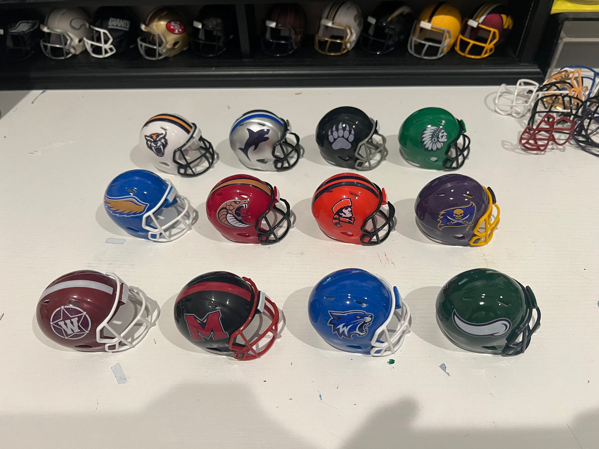 Custom lot of 12 helmets fantasy league