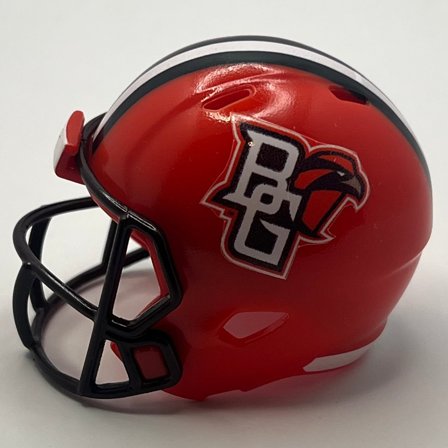 Custom Bowling Green Falcons Pocket Pro Helmet Orange MAC Stripe Brown Facemask