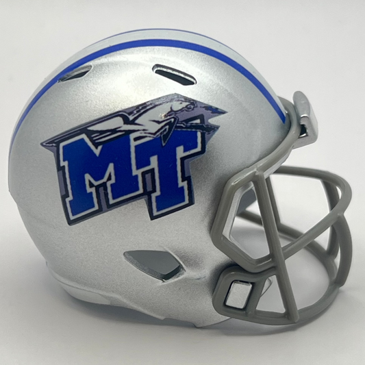 Custom Middle Tennessee State Blue Raiders Pocket Pro Helmet Silver Gray Facemask Conference USA