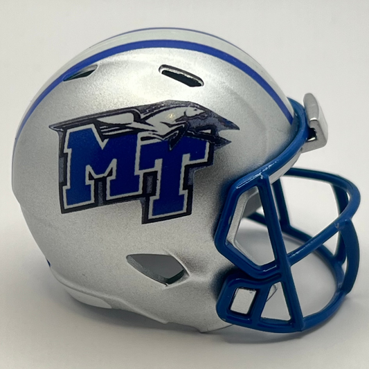 Custom Middle Tennessee State Blue Raiders Pocket Pro Helmet Silver Blue Facemask Conference USA