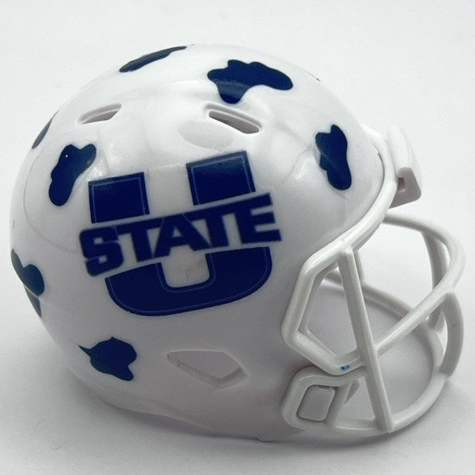 Custom Utah State Aggies Pocket Pro Helmet White Cow Pac-12
