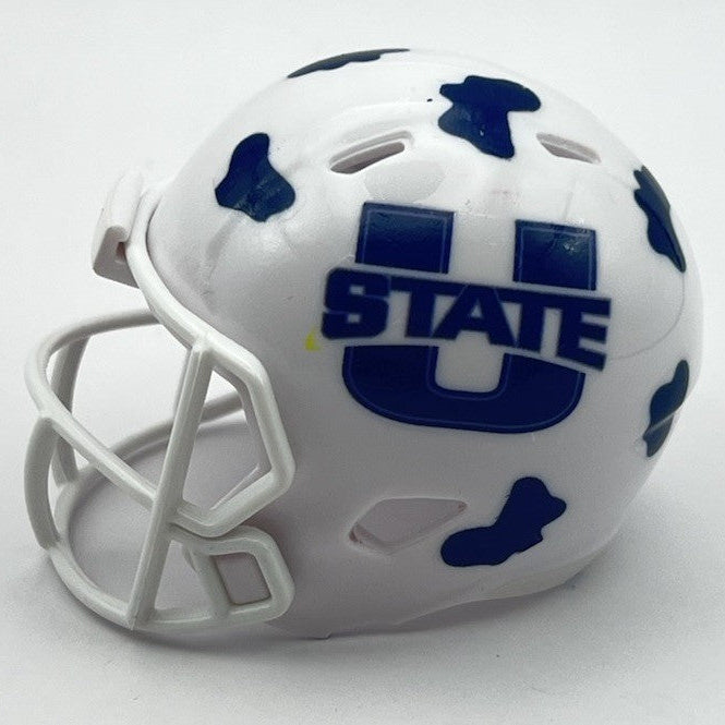 Custom Utah State Aggies Pocket Pro Helmet White Cow Pac-12