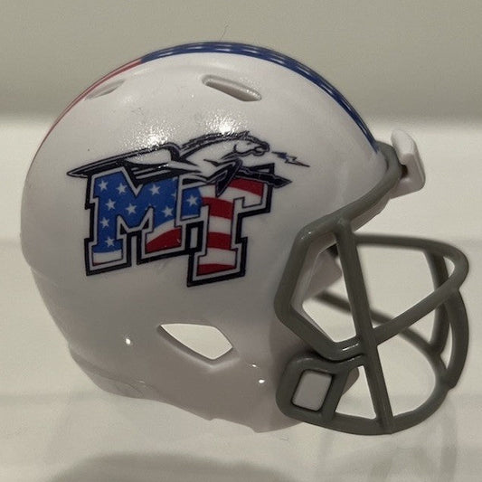 Custom Middle Tennessee State Blue Raiders Pocket Pro Helmet White Conference USA