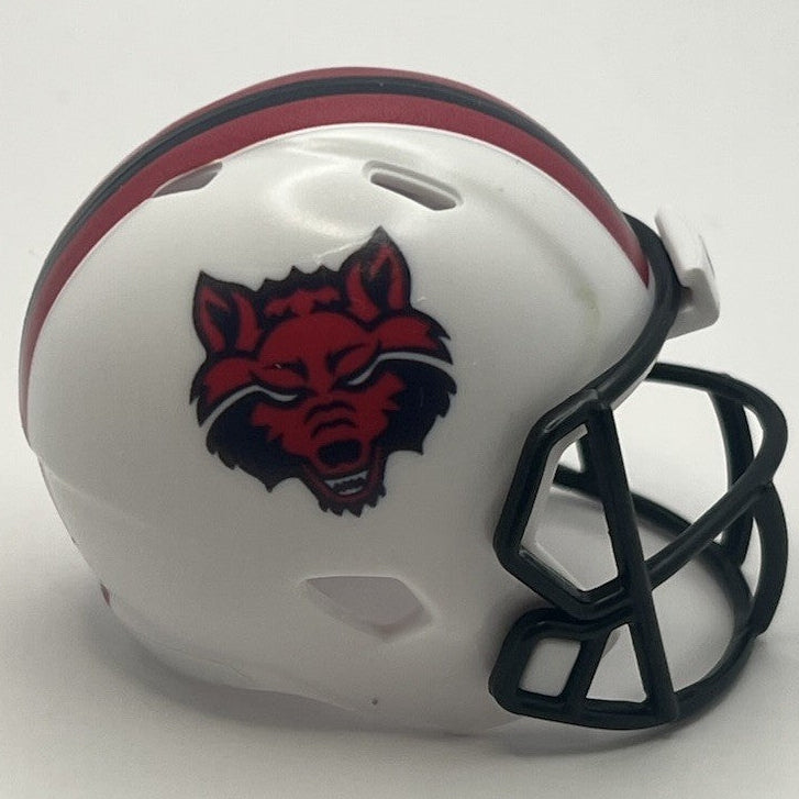 Custom Arkansas State Red Wolves Pocket Pro Helmet White Sun Belt