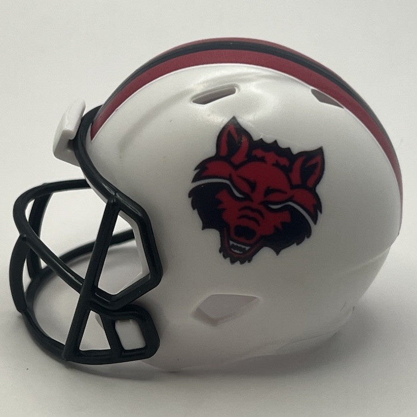 Custom Arkansas State Red Wolves Pocket Pro Helmet White Sun Belt